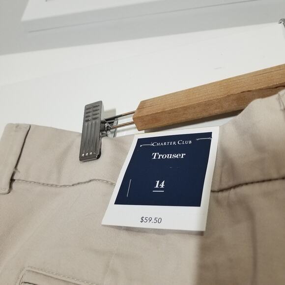 NWT Charter Club Light Tan Tummy Slimming Cropped Trouser Pants - Picture 10 of 10